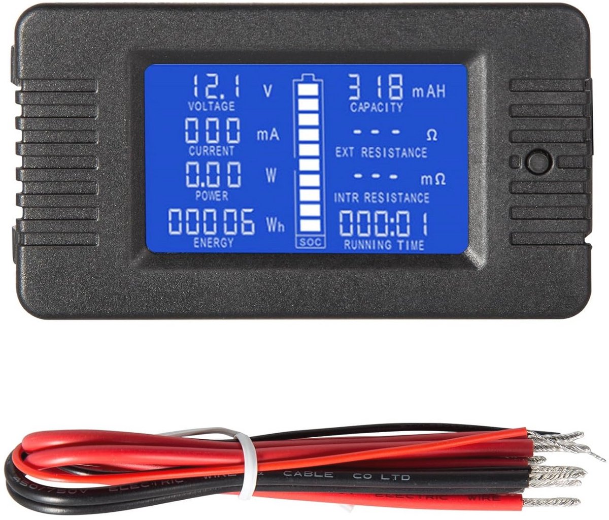 Energie Monitor en Batterij Tester - Digitale DC Volt/Ampère Meter met Meetbereik 0-200V en 0-10A