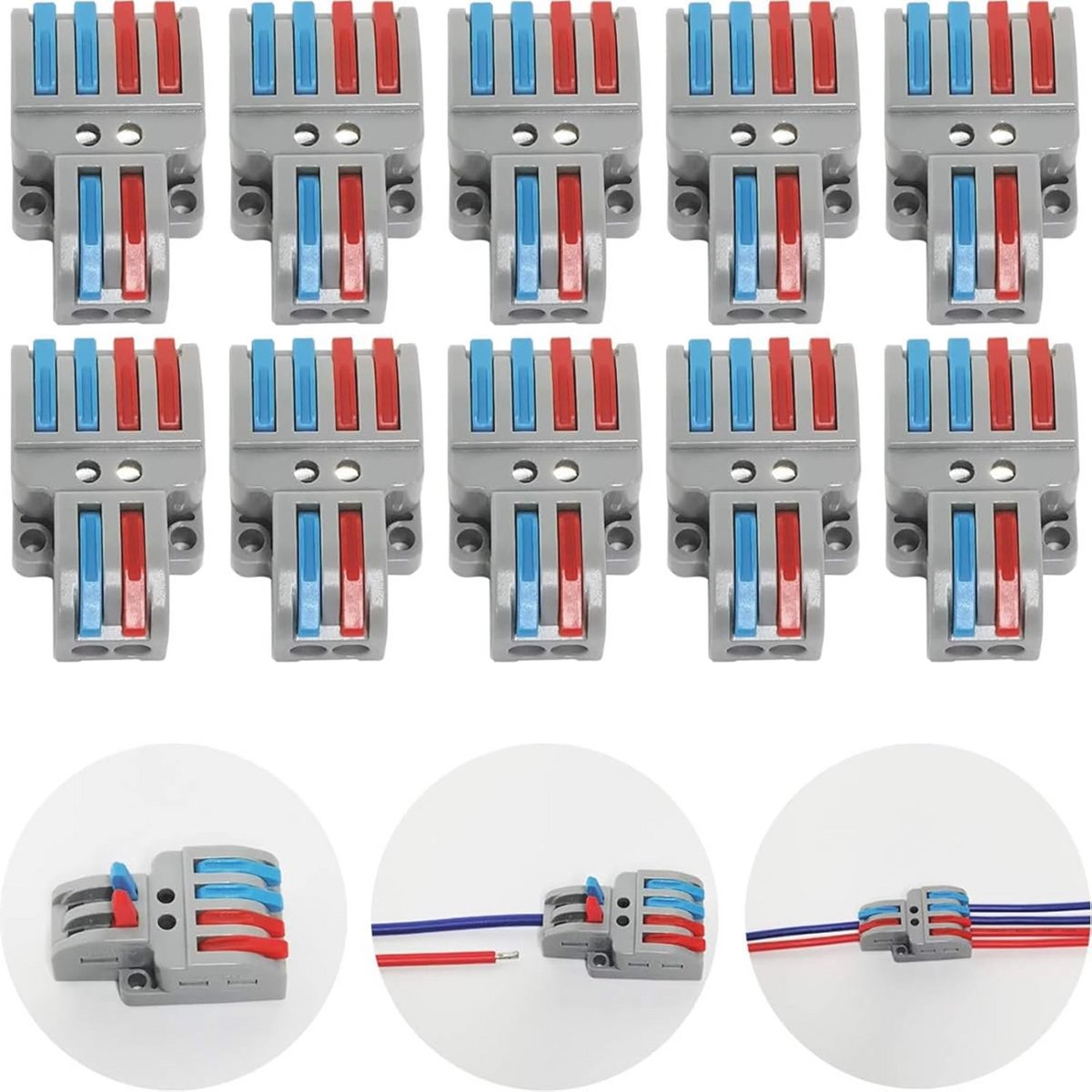 Compacte Elektrische Aansluitblokken voor Draden - 10 Stuks Met Snelle Verbinding