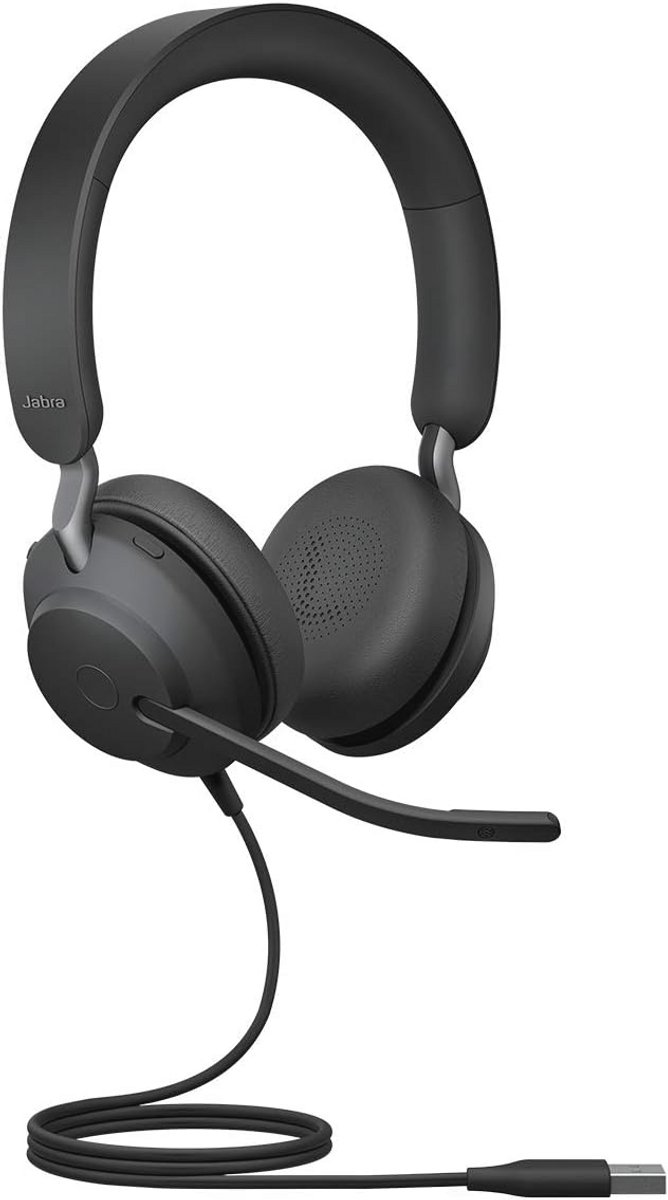Bedrade UC Gecertificeerde Headset met Actieve Geluidsisolatie en 3 Microfoons - USB-A Verbinding - Zwart