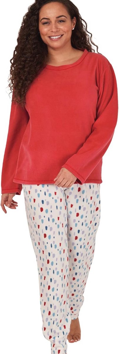 Dames Fleece Pyjama Set met Manchetten voor Comfort en Stijl