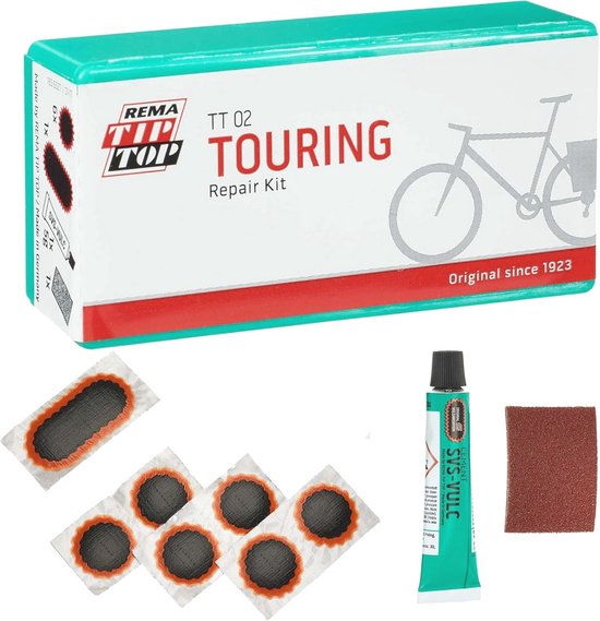 Reparatieset voor fietsbanden - Inclusief patches, vulkaniseervloeistof en schuurpapier — afbeelding 2