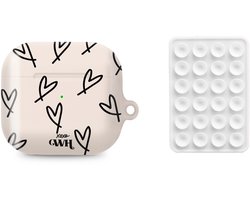 xoxo Wildhearts AirPods hoesje All Yours Beige & Zwart + Telefoonsticker Stick On Me Square Wit – geschikt voor AirPods 4