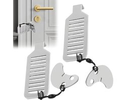 2 stuks - Deurstopper - Draagbaar deurslot - Slot - Draagbare beveiliging deursloten - Antidiefstal deurstopper - Anti-inbraak deurstopper - diefstalbeveiliging - voor reizen, appartementen, hotels, scholen, vakantiehuizen - 8*3 cm - zilver