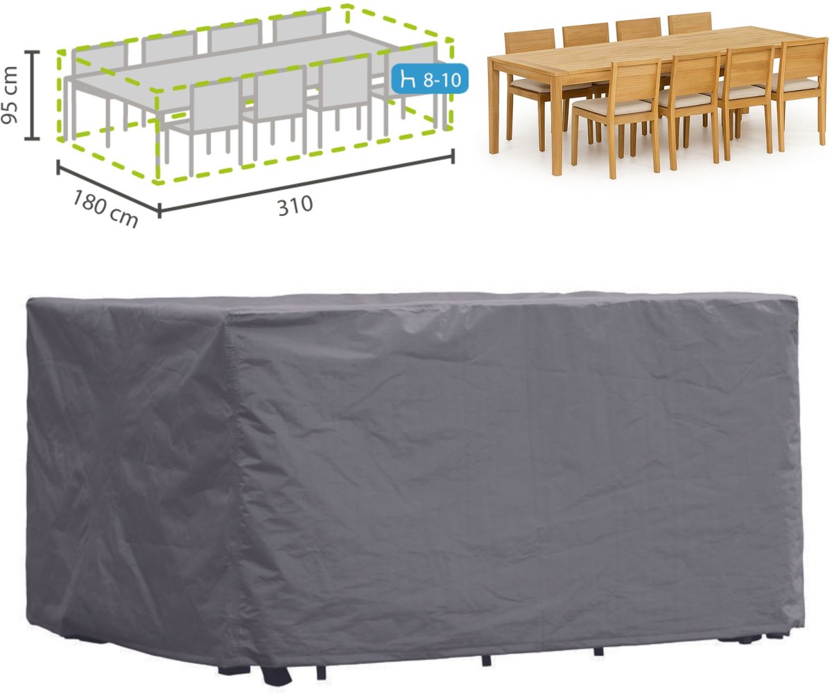 Perel Buitenhoes voor tuinset, grijs, rechthoekig, 310 cm x 180 cm x 95 cm
