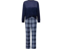 Hunkemöller Pyjamaset Velours Blauw 2XL