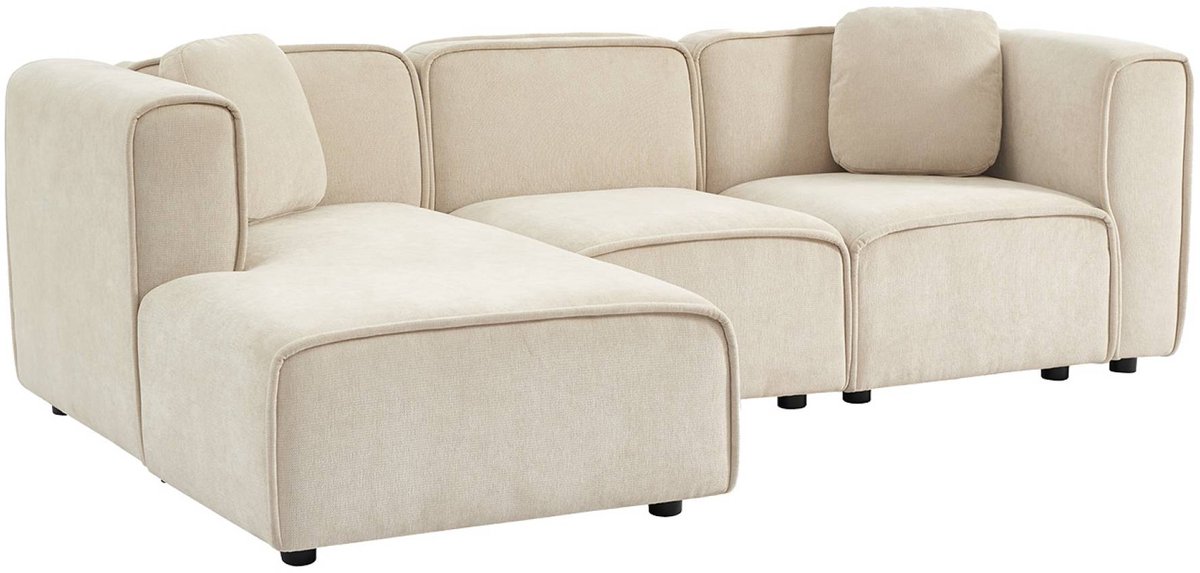 sweeek - Linkse hoekbank 3 zitplaatsen stof 2 vierkante kussens l 230 x b 145 x h 70 cm - lester