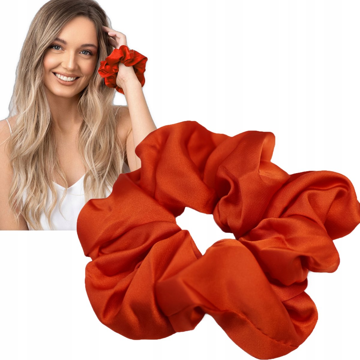 Zijde Scrunchie Haarband - Rode Satin Elastische Haarelastiek