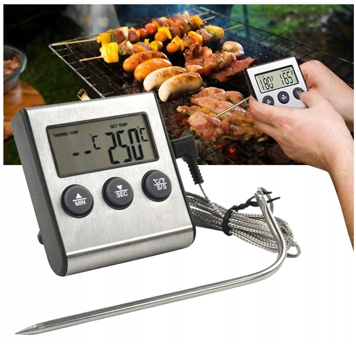 Digitale Keukenthermometer met LCD, Sonde en Timer
