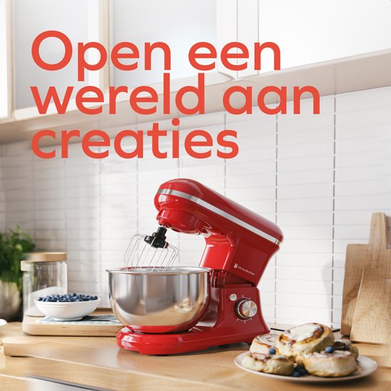 KitchenBrothers Keukenmachine - Keukenrobot - 5L - Keukenmixer - 1200W - Rood van KitchenBrothers — afbeelding 2