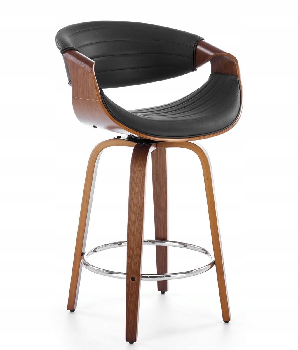Halmar H123 Barstoel Zwart/Notenhout - Draaibaar en Comfortabel