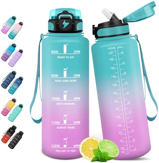 Waterfles voor kinderen met rietje, BPA-vrij, Tritan, lekvrij, kinderwaterfles met schouderriem voor kinderen, school, thuis, wandelen en outdooractiviteiten (roze