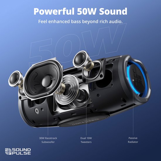 Tronsmart Mirtune S100 Bluetooth Speaker Portable Wireless Speaker with 50W Output, IPX7 Waterproof, APP Control, Built-in Powerbank & Retractable Handle, for Camping, Hiking, Halloween Gift — afbeelding 3