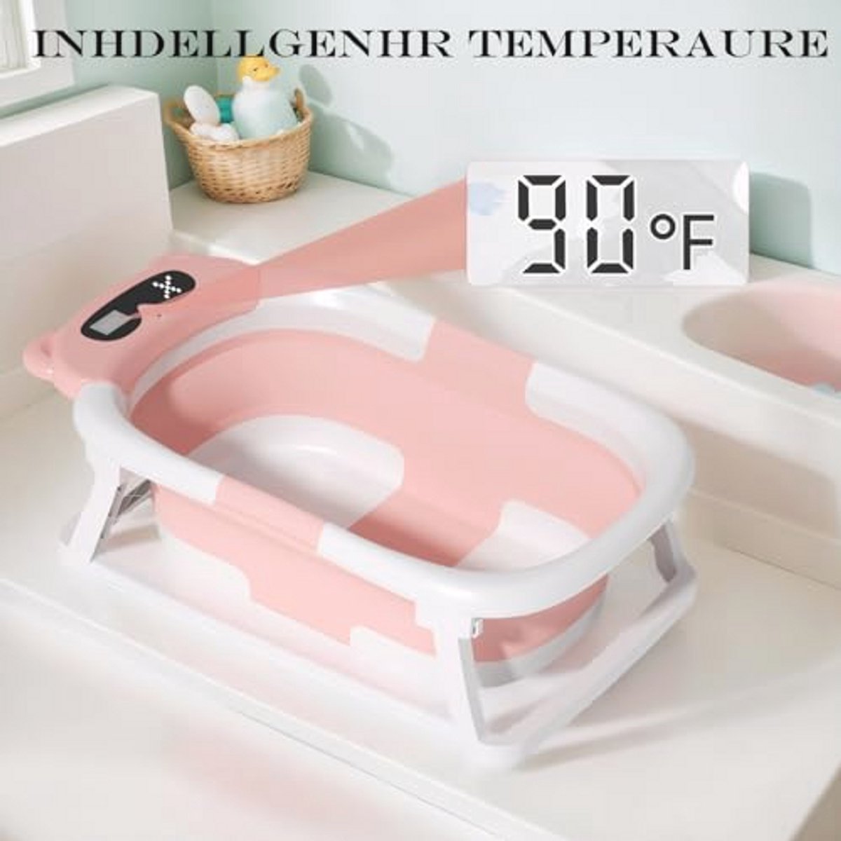 Opvouwbare babybadkuip met temperatuurmonitor en antislipvoeten voor newborns en peuters thumbnail 2
