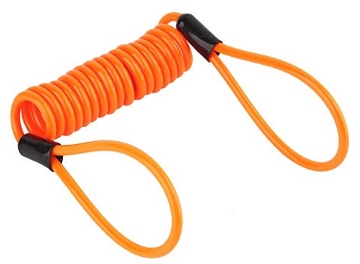Anti Diefstal Alarm Beveiliging voor Motorfiets en Fiets - Disc Lock en Lente Herinnering Kabel in Oranje