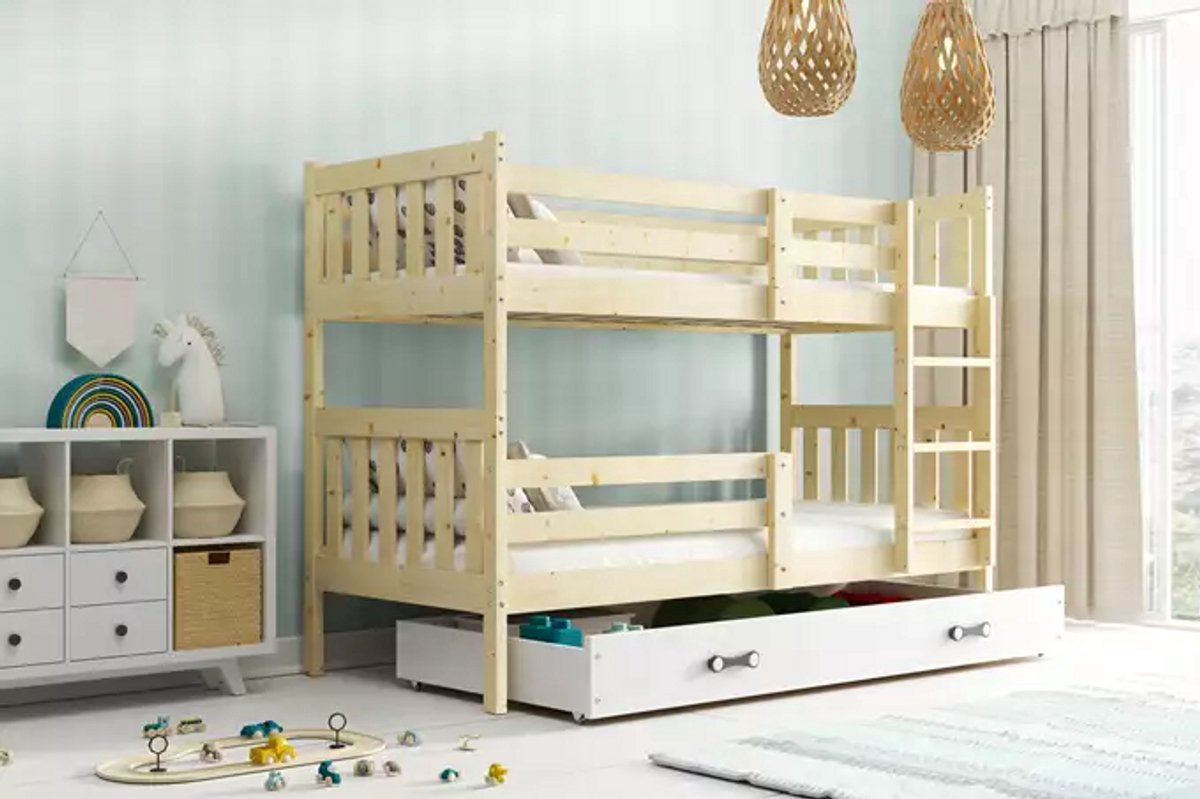 BMS - Bunk Bed - 90x190 cm - Teenagers - Pine with Drawer