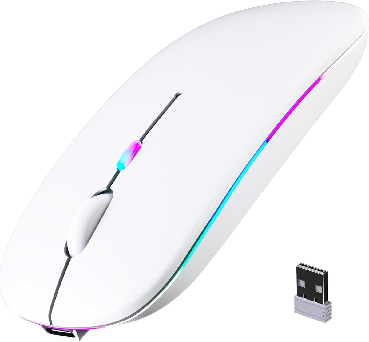 Ntech - Muis Draadloos - Draadloze Muis Laptop Wit - Bluetooth Muis Draadloos - Ergonomisch - Laptop en gaming - Extra Stil