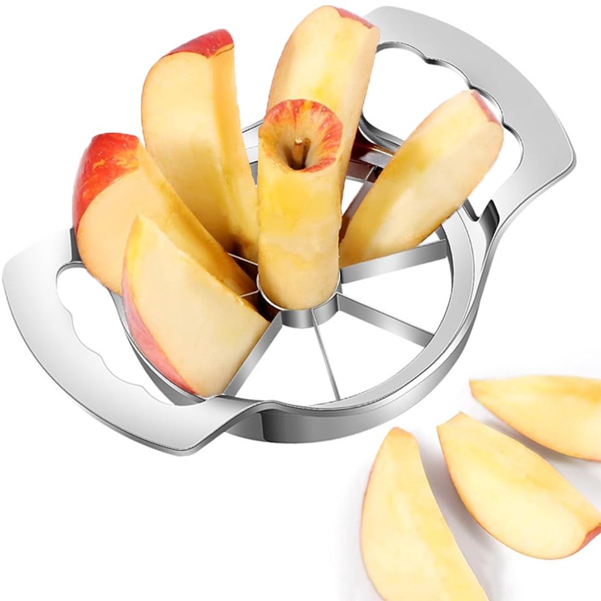 Unyqoos® Roestvrijstalen appelsnijder met ergonomische handgreep en 8 messen