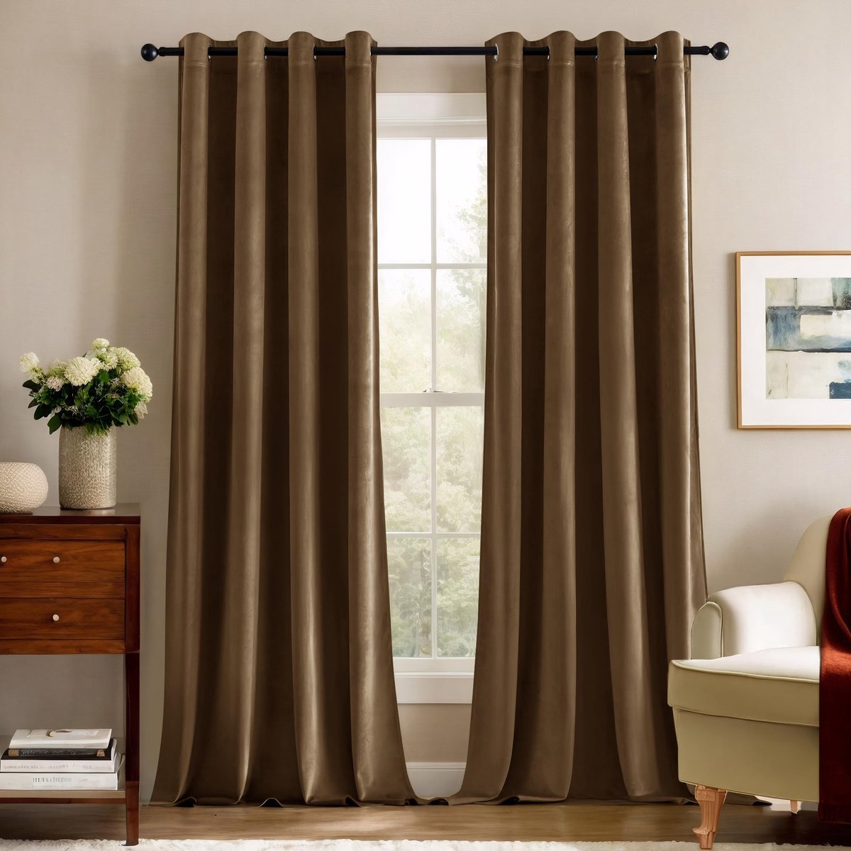 Unyqoos Elegante fluwelen gordijnen voor warmte-isolatie en privacy in de slaapkamer Donkertaupe