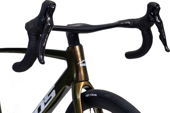 Rinos Odin3 Carbon Road - RaceFiets - met SHIMANO 105 ST-R7000 - 22 versnellingen en schijfremmen - lichte fiets voor dames en heren - 700 x 40C - Kameleon Goud - Groent XS-50 van Rinos — afbeelding 2