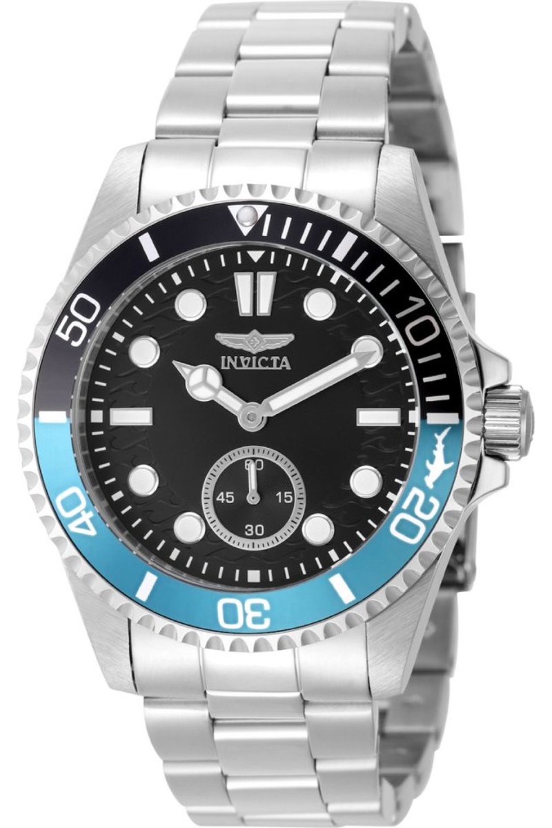 Invicta Pro Diver 49437 Heren Horloge - Waterdicht - Analoog - Quartz Uurwerk - Roestvrij Staal met zwarte Wijzerplaat - 43mm