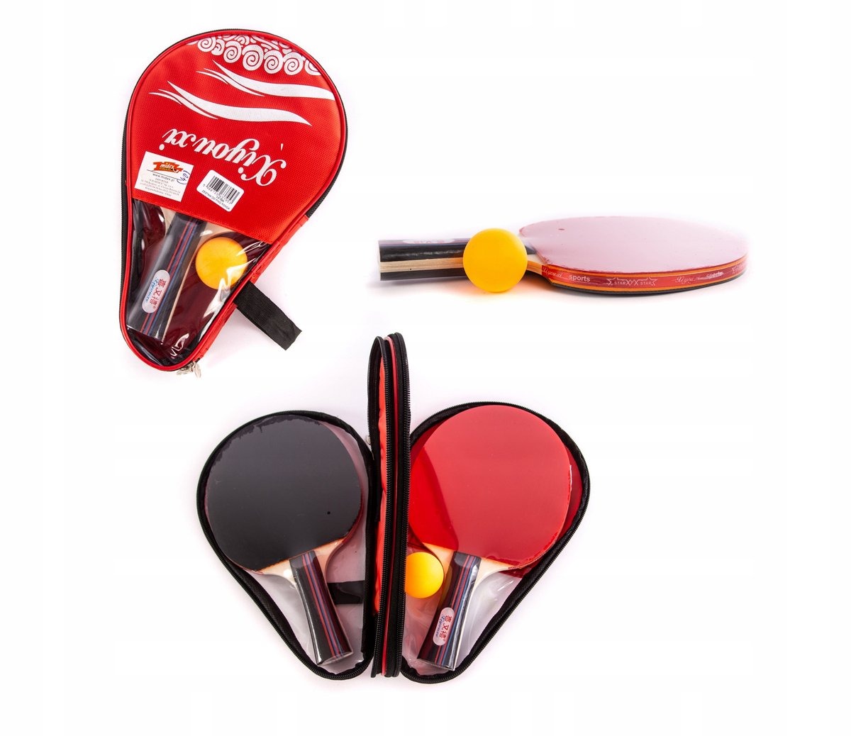 Ping Pong Set met Koffer: 2 Batjes, 3 Ballen