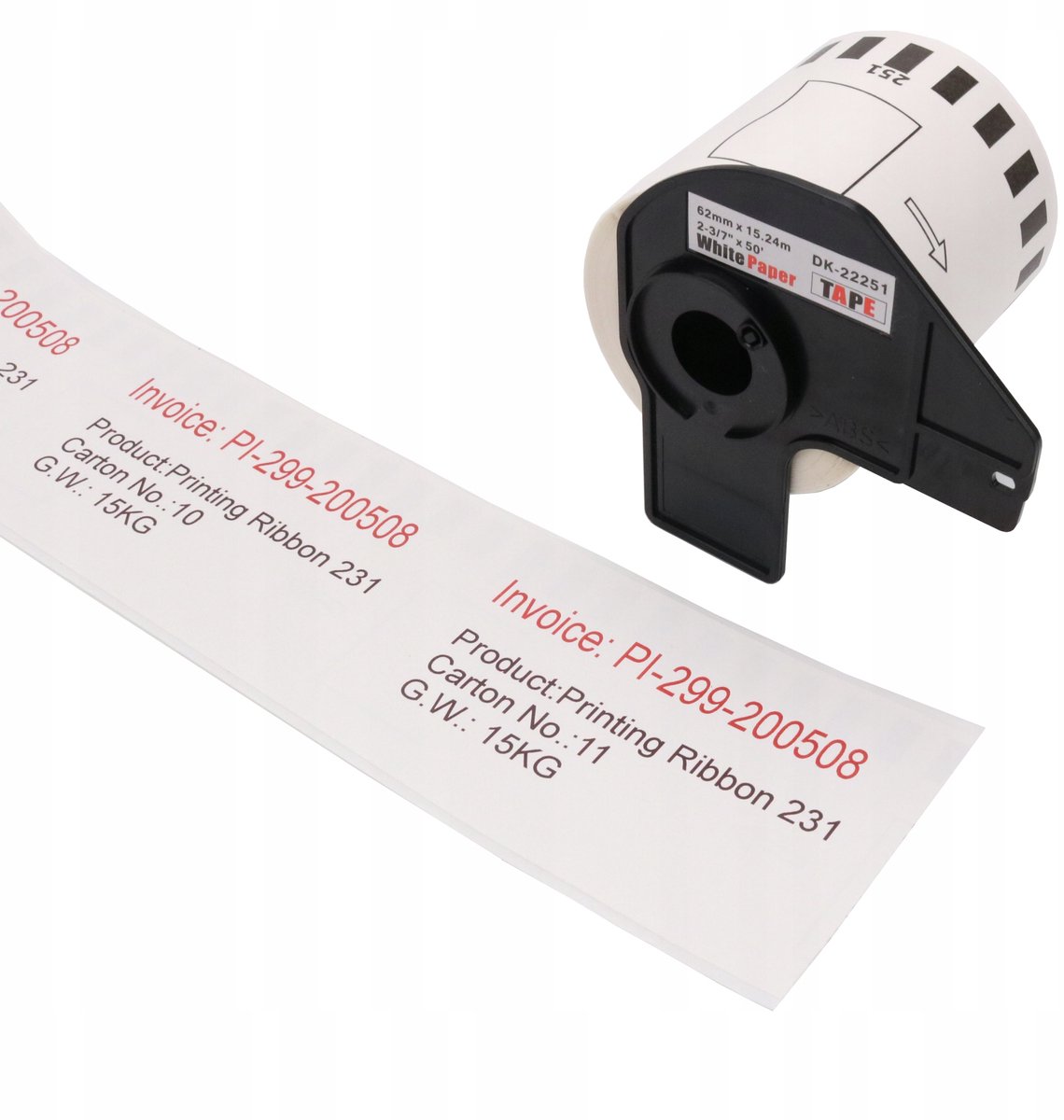 Brother DK-22251 Thermische Tape 62mm x 15,24m - Wit, Zwart/Rood
