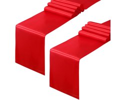 2-stuks tafellopers - Rode tafelloper - Satijnen tafelloper - Kerstdecoratie - 30*275 cm - Geschikt voor kerstdiners, bruiloften, verjaardagsfeestjes, buffetten, banketten, diploma-uitreikingen, verlovingen en andere gelegenheden -rood