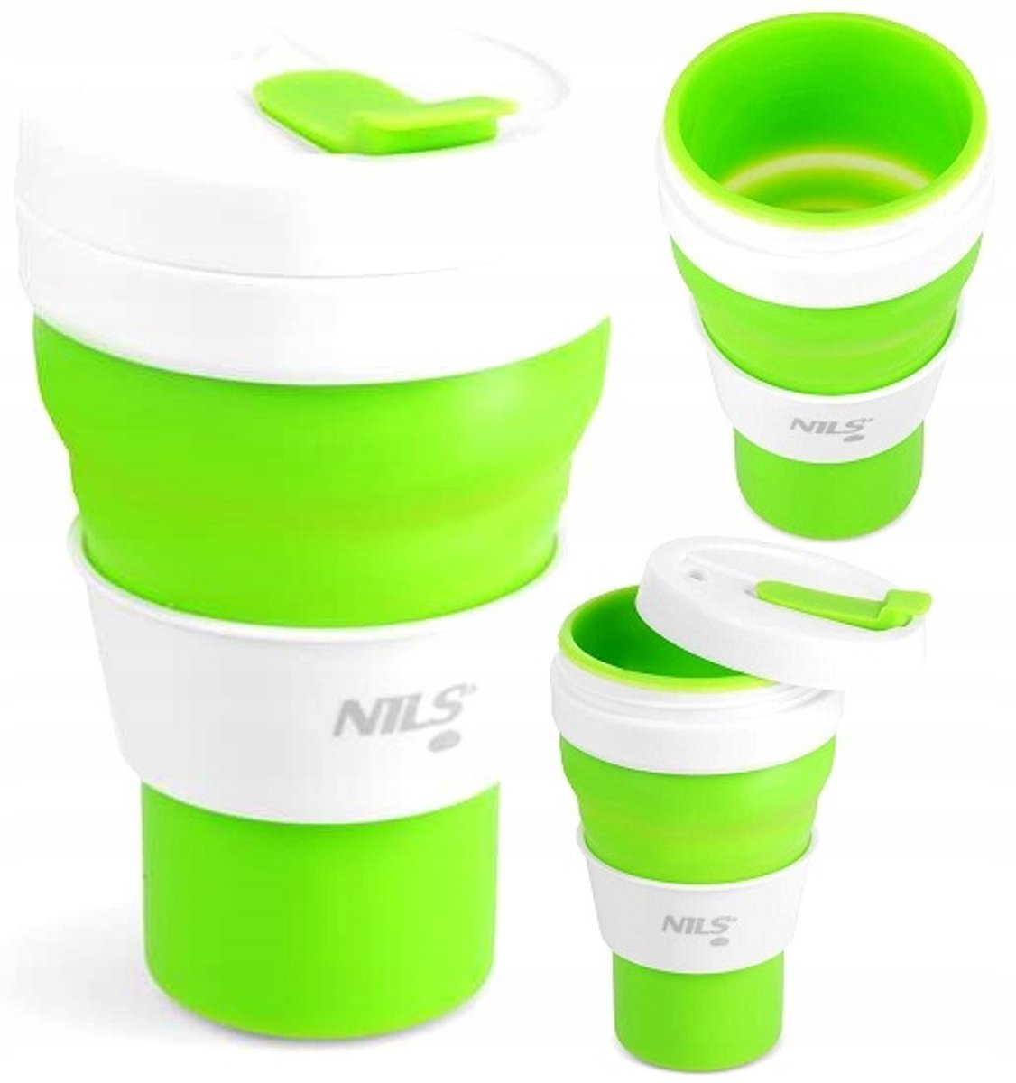 Nils Camp Opvouwbare Silicoen Beker 600ml - Lichtgroen
