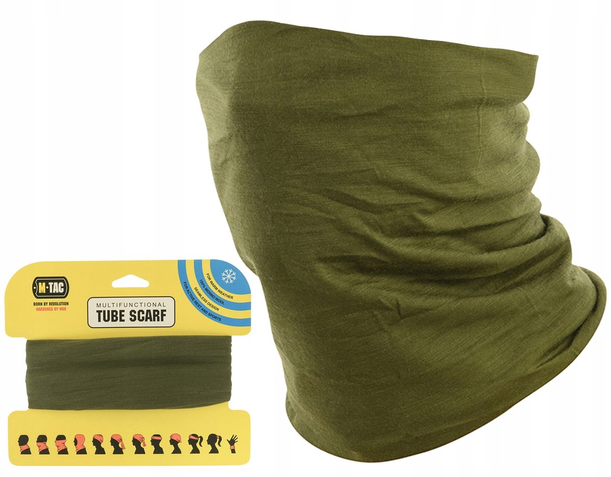 M-Tac Merino Wol Muts-Sjaal Multifunctioneel Warm Olive