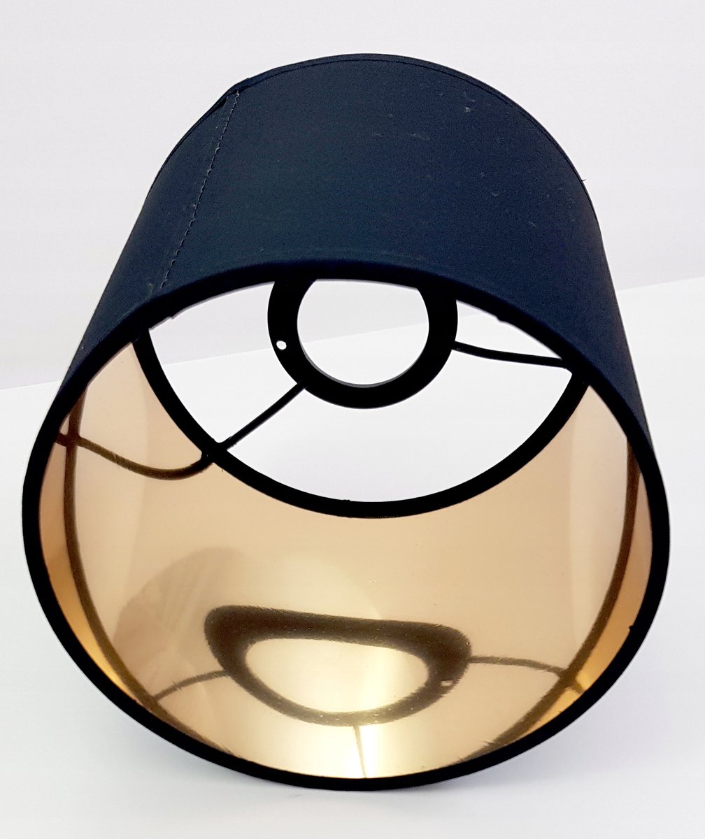 Zwart-gouden lampenkap E27 rond stof, diameter 14 cm