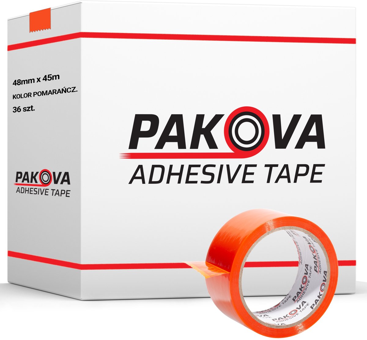 Pakova Oranje Verpakkingstape 48/50y - 36 Rollen