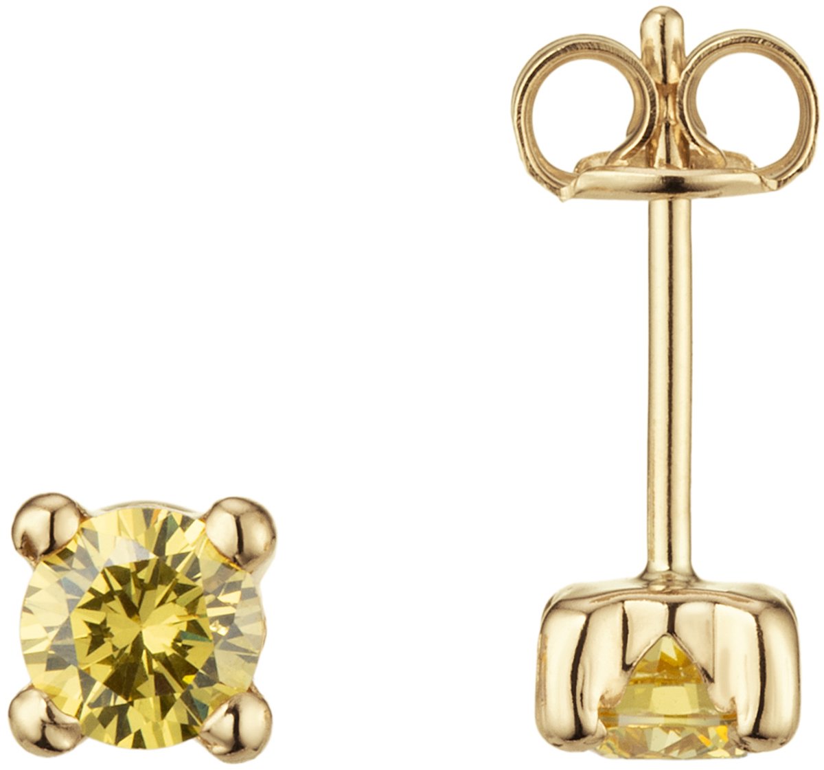 Glow 206.1641.00 Dames Oorbellen - Oorknopjes - Sieraad - 14 Karaat Goud - 4 mm lang