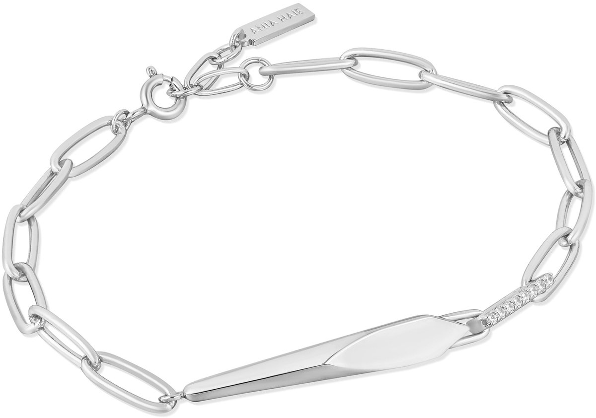 Ania Haie AH B053-03H Polished Punk Dames Armband - Schakelarmband - Sieraad - Zilver - 925 Zilver - Anker - 6 mm breed - 18.5 cm lang
