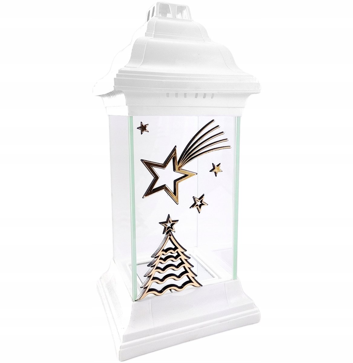 Grote Witte Kerst Kapellantaarn met Ster - 31cm