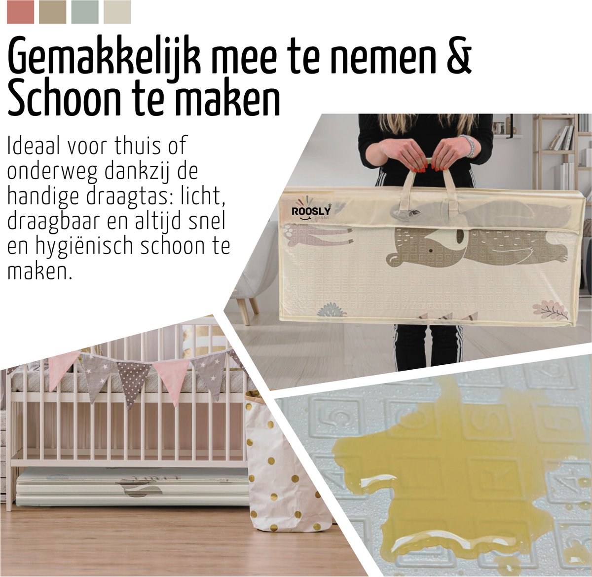 Roosly Speelmat Baby - Speelkleed Baby - Inclusief Opbergtas - babygym - kruipmat - playmat - Dubbelzijdig en opvouwbare Foam XPE 180 x 200 cm - speelgoed - Veilig & Zacht - model Balloon — afbeelding 10
