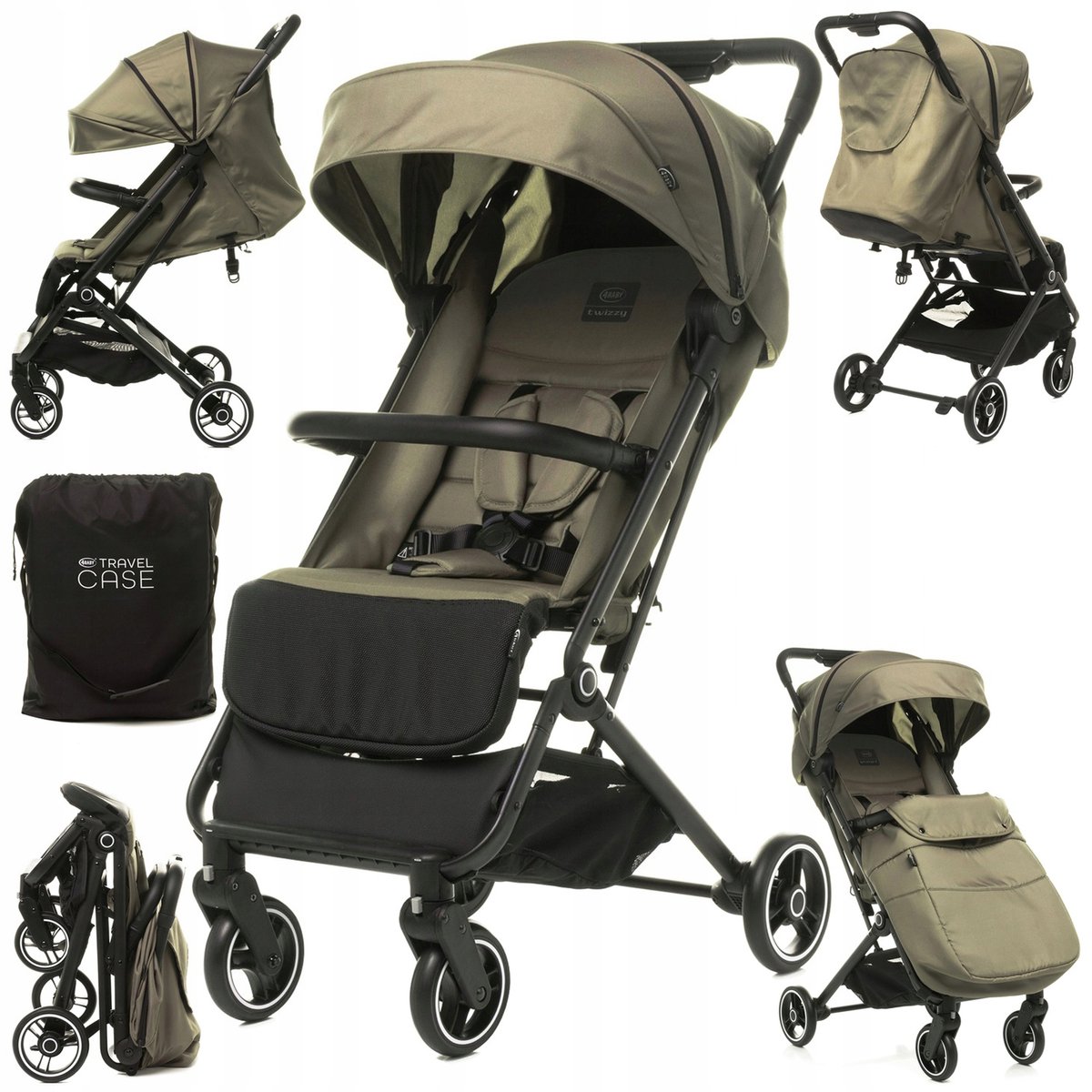 4Baby Twizzy kinderwagen: Lichtgewicht, Compact, Grote Wielen + Voetenzak