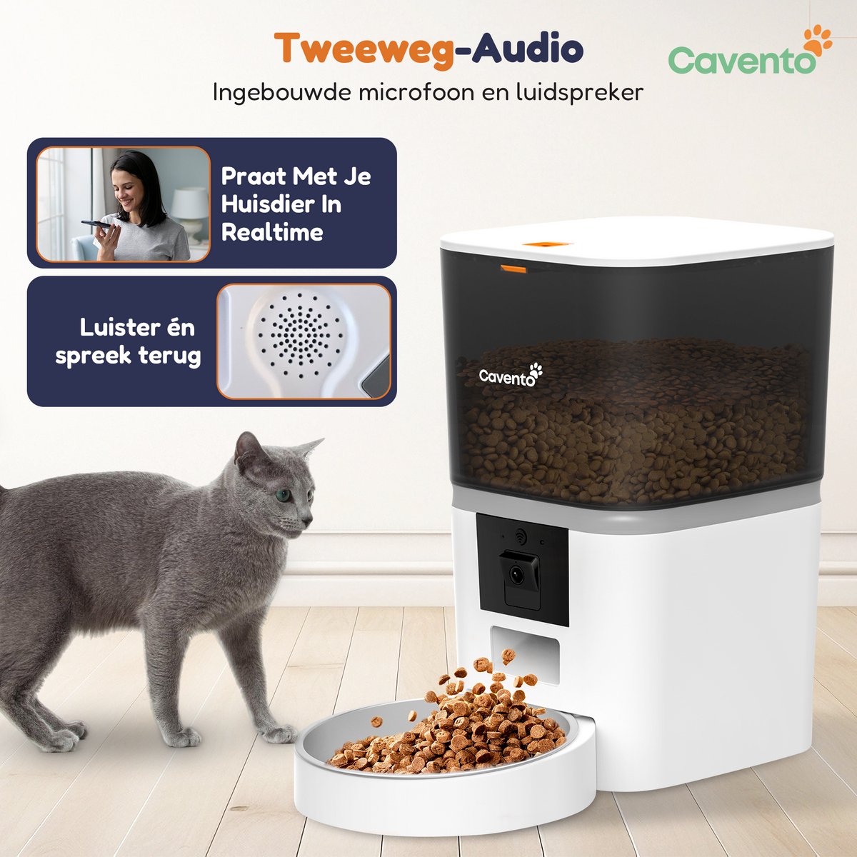 Cavento Automatische Voerbak 6L Wit - Slimme Voerautomaat - afbeelding 3