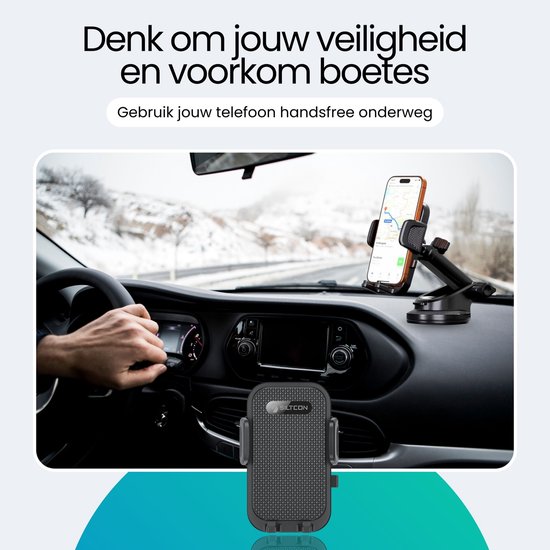 Siltcon® Telefoonhouder Auto - Extra Sterkte Zuignap voor Dashboard en Raam - Telefoonhouders Auto - GSM Houder Auto - Universeel voor alle Telefoons - Verstelbaar - Zwart