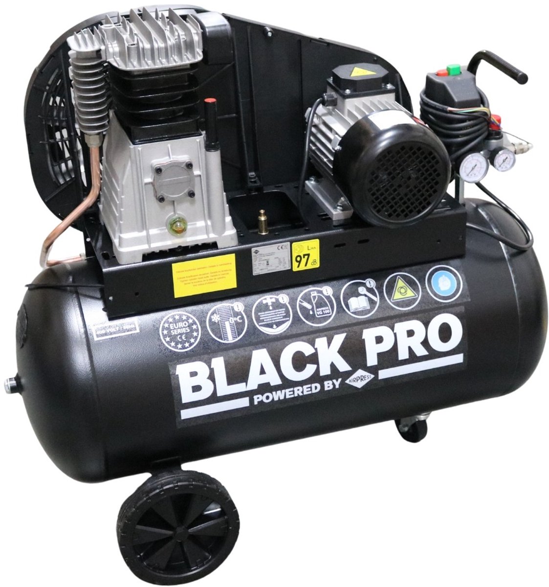 Twee-cilinder compressor Black Pro B3800B/90 | 90 L | 10 bar | 3 HP/2.2 kW | 289 L/min | 400 V