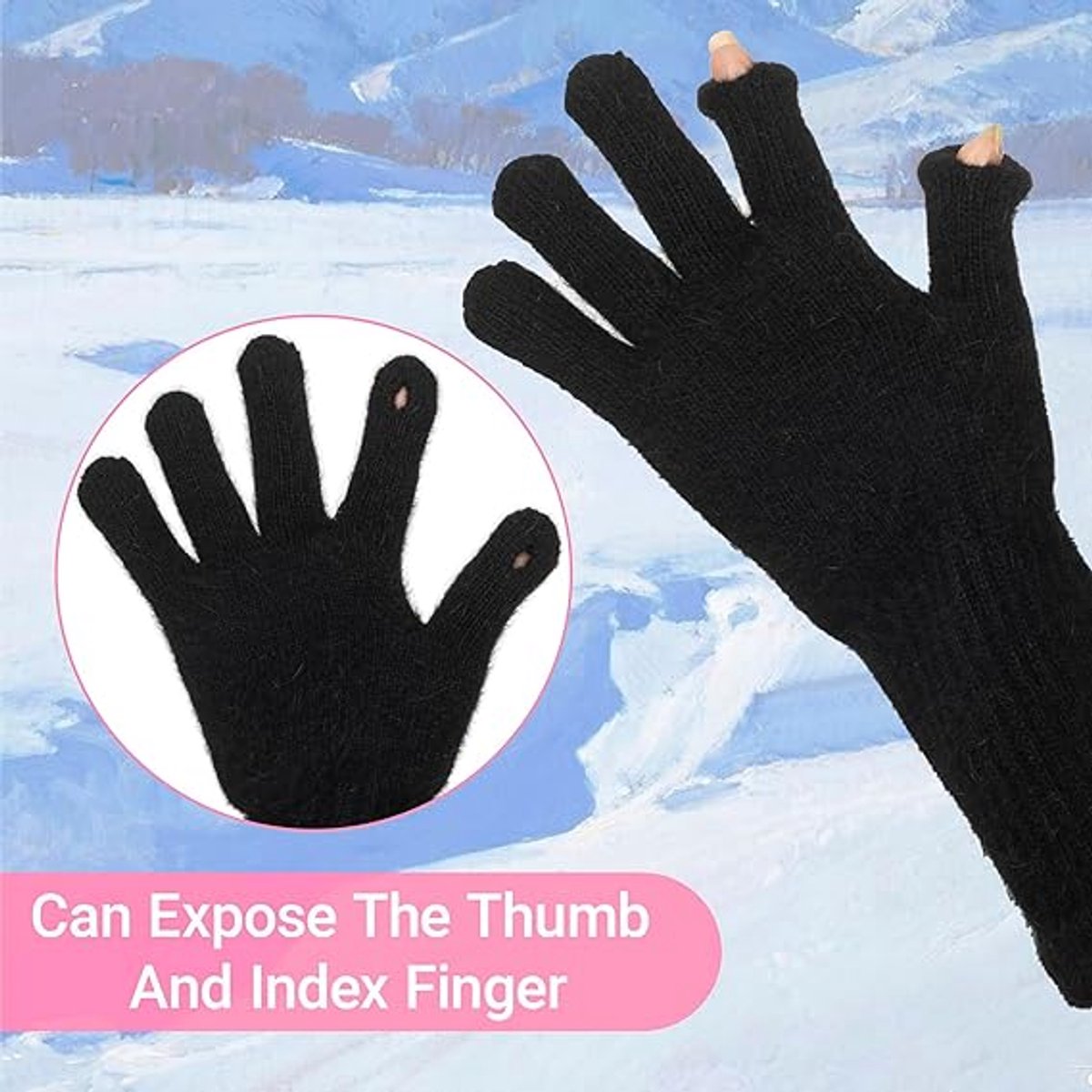 Handschoenen - Verwarmde Handschoenen - Acrylvezel - Touchscreen Handschoenen - Warme Handschoenen - Thermo Handschoenen Winter Outdoor - voor Hardlopen, Fietsen en Buiten - Zwart — cadeau in Sport & Outdoor - foto 3