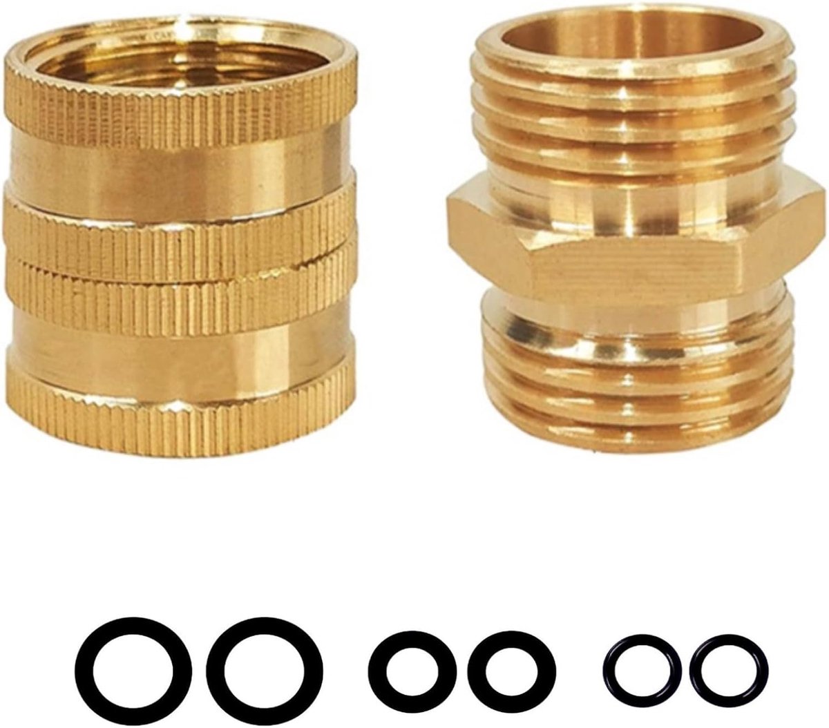 Outdoor Tap Hose Connector Kit - Brass Hose Adapter - Tuinslang Fittingen voor Verbinding van Tuinslang en Pijp - 3/4" Dubbele Vrouwelijke/Mannelijke Draadconnector