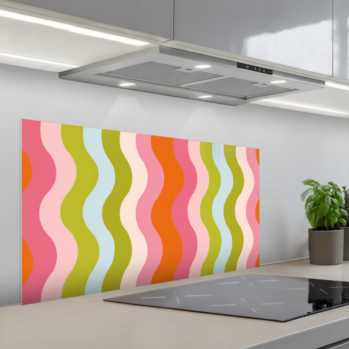 Spatscherm 100x50 cm - Zelfklevende achterwand Banen - Golven - Kleurrijk - Verticaal - Keuken muurbeschermer - Spatwand fornuis