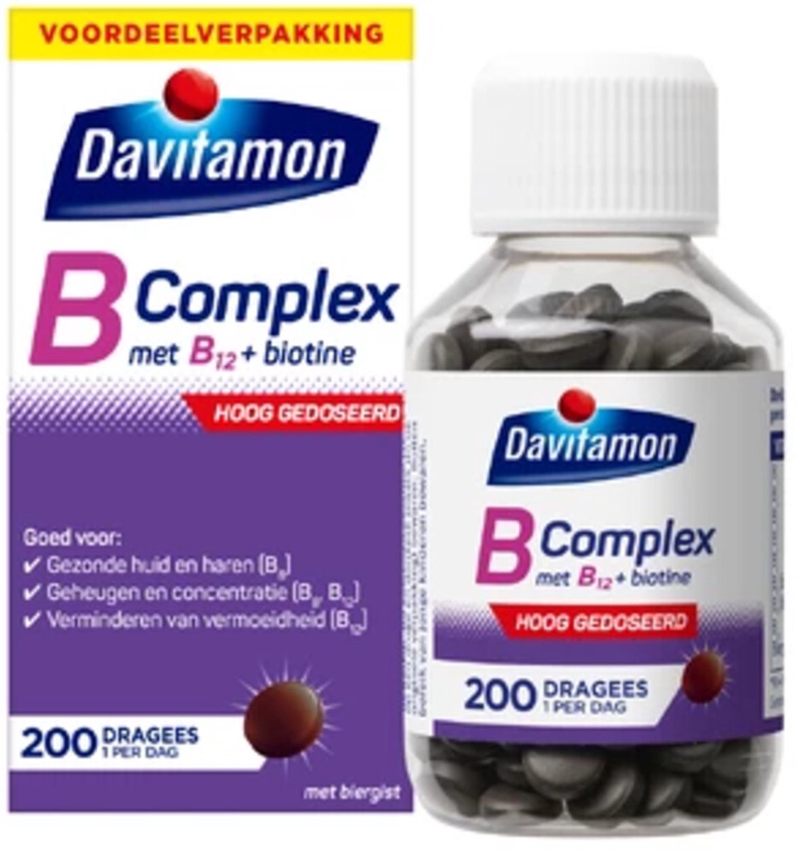 Bol.com Davitamon vitamine B-Complex met B12 + biotine - 200 Tabletten aanbieding