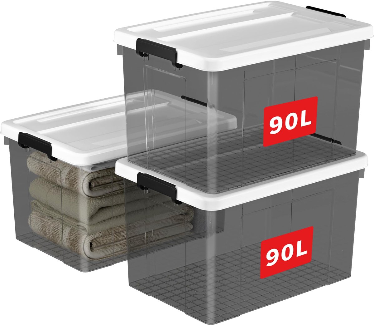 Unyqoos® Transparante opbergdozen set met veilige sluiting en stapelbaar ontwerp