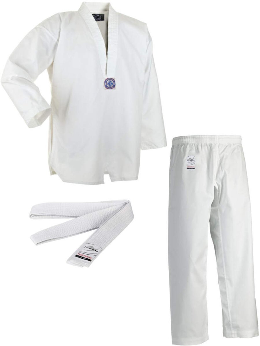 Ju-Sports 'Chagi' Tae Kwon-do Pak met band - V-Hals Wit (Beschikbaar in verschillende maten)