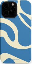 Casetastic hoesje geschikt voor Apple iPhone 13 Pro - MagSafe - Dubbellaagse bescherming - Lichtblauwe water vlekken - Fashion Case - Lavendel Crème Lichtblauw