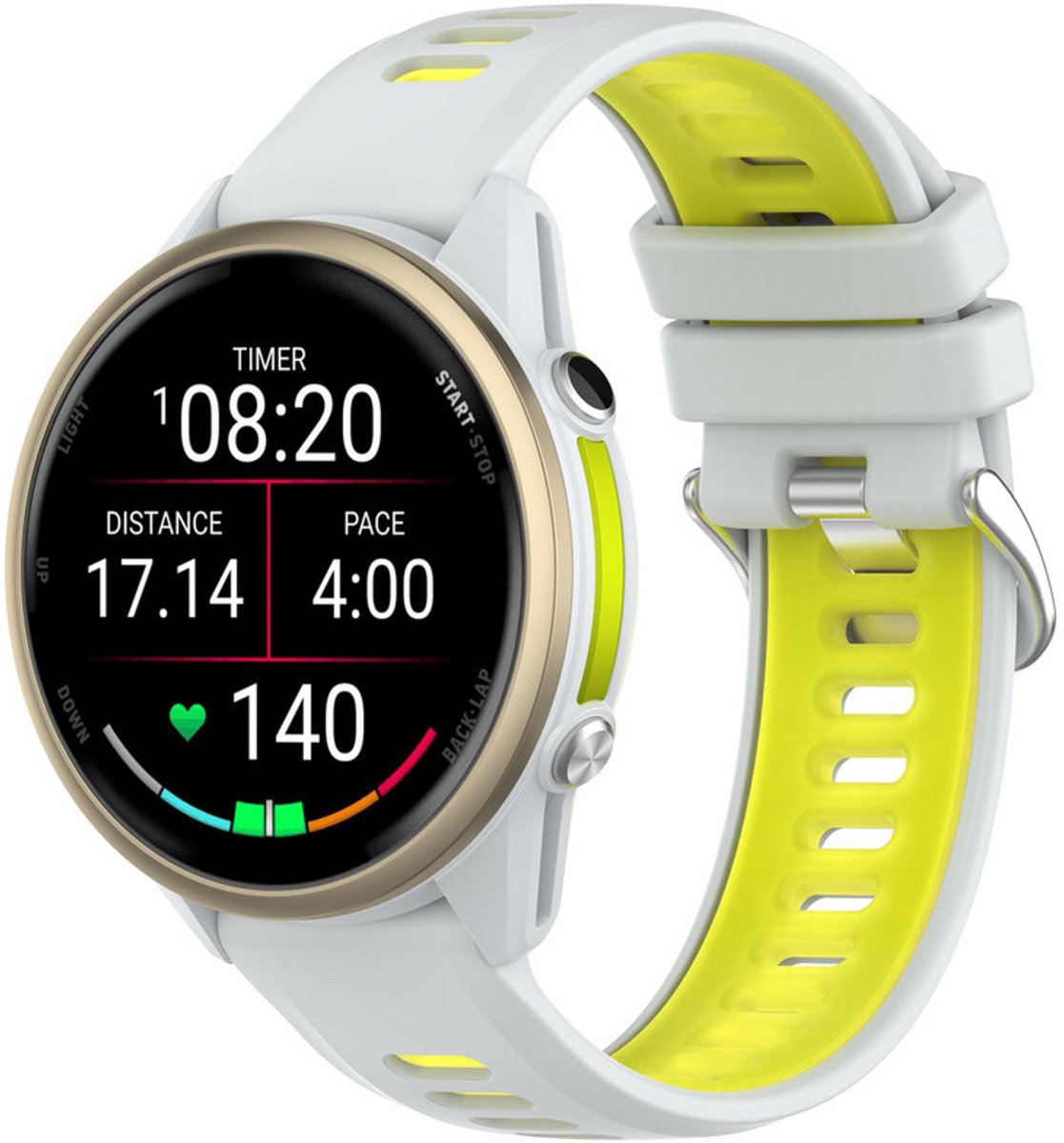 Siliconen bandje - geschikt voor Garmin Forerunner 935 / 945 / 955 / 965 / 745 / 970 - wit lime