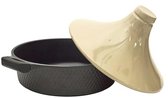 Tajine van geëmailleerde klei, 28 cm, natuurbruin, met gat in deksel