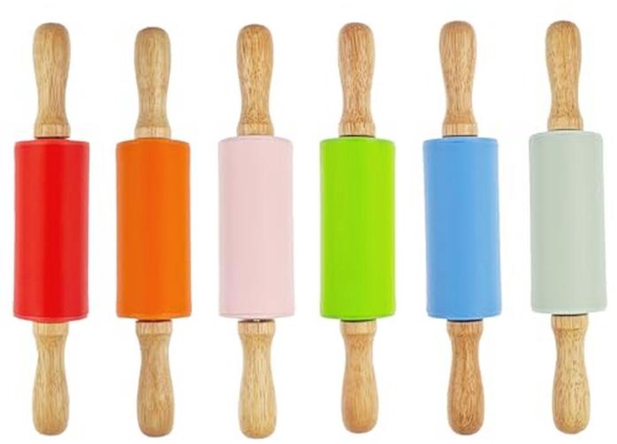 Kleine Deegroller Set voor Kinderen - 6 Stuks - 9 Inch - Kleurrijk Keukenaccessoire