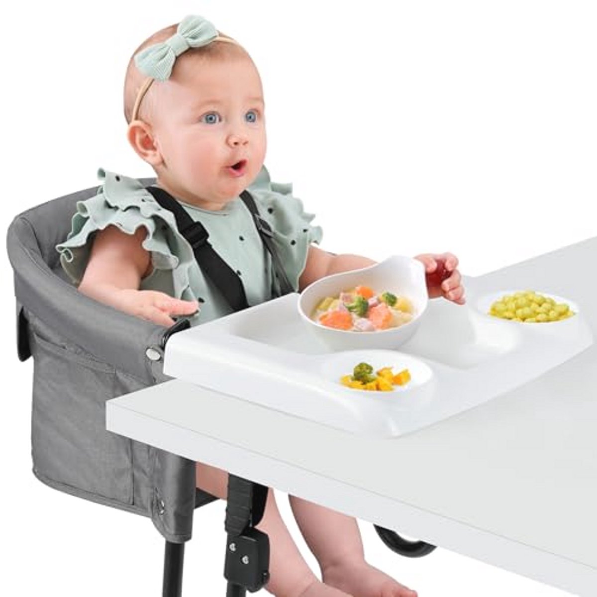 Inklapbare babykinderstoel met 5-punts veiligheidsgordel en draagtas